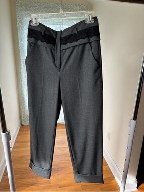 Robert Rodriguez Charcoal Gray Cropped Dress Pants with Lace Waistband Size 4